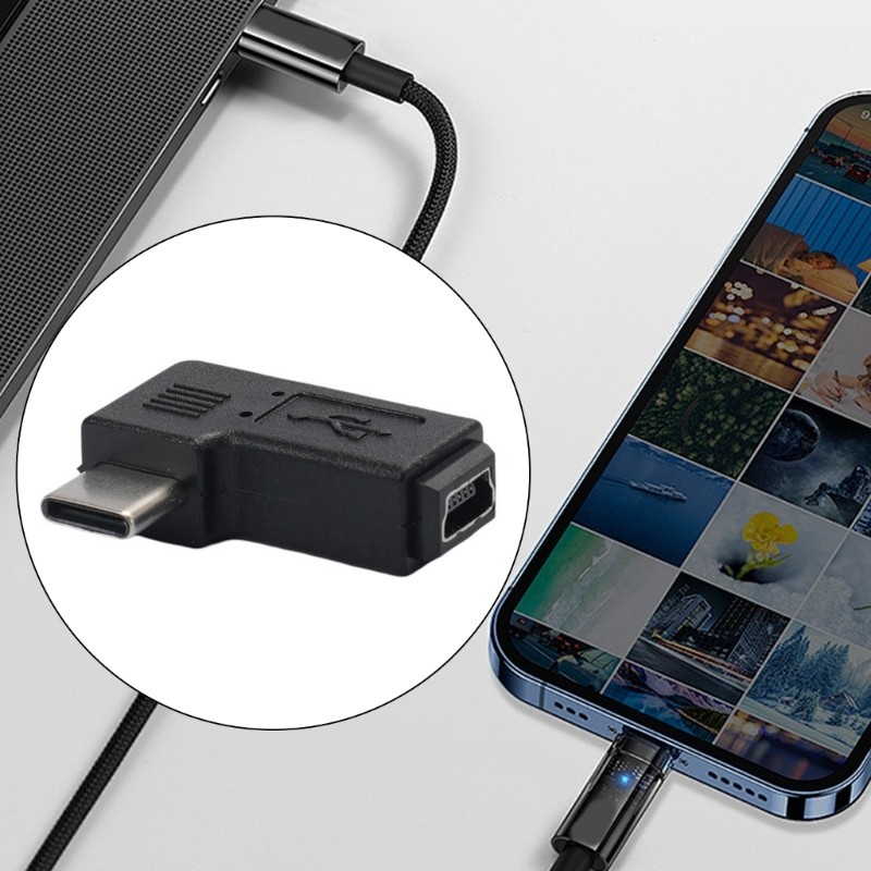 Bộ chuyển đổi Moon Mini USB sang USB C 90 độ Type-C Nam sang Mini USB Nữ