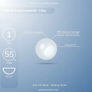 Lens Trong Suốt 1 ngày MPC Silicon Hydrogel Cấp Ẩm | Kính Áp Tròng 1 Day 24h Siêu Ẩm | Emma Lens