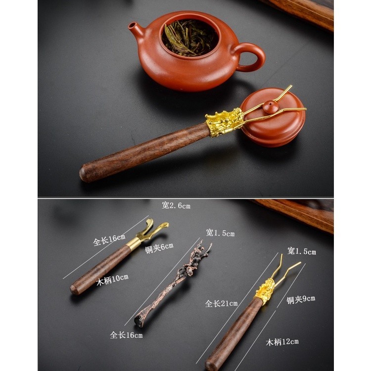 Cây mở nắp ấm tránh bỏng tay bằng đồng họa tiết rồng, cành hoa