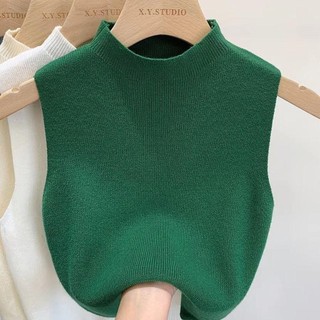 Áo len croptop cổ trònVoidless màu đơn giản, phù hợp cho nữ