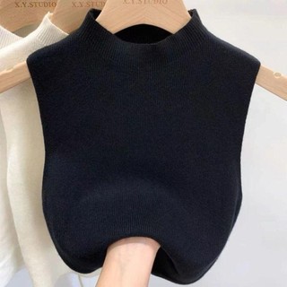 Áo len croptop cổ trònVoidless màu đơn giản, phù hợp cho nữ