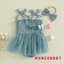 Mg-baby Bé Gái Trang Phục Sinh Nhật Không Tay Chữ Dây Buộc Áo Liền Quần Có Nơ Băng Đô Quấn Tóc Quần Áo Mùa Hè