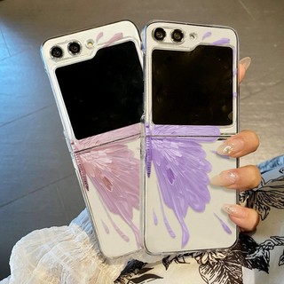 Cánh Bướm Họa Tiết Trong Suốt Cho Samsung Galaxy Z Flip 5 Flip 4 Flip 3 Trong Suốt Cứng PC Gấp Ốp điện thoại Cho Samsung Z Flip5 Flip4 Flip3