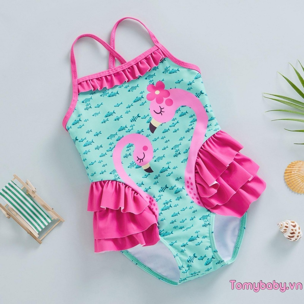 Bộ đồ bơi mùa hè cho bé gái mới biết đi Bộ đồ tắm không tay in hình cá nhỏ cho bé