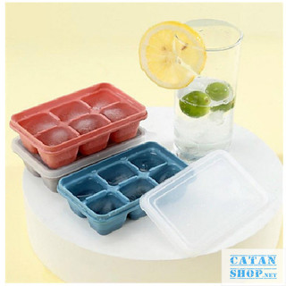 Khay Làm Đá 6 Viên Có Nắp Đậy Chống Mùi Tủ Lạnh, Khay Làm Đá Ô Vuông To 6 Viên - GD820-KDa6Vien