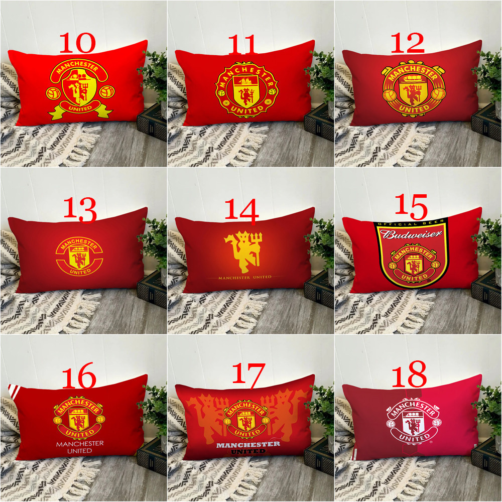 Logo Manchester United FC Vỏ gối hình chữ nhật Vỏ gối Polyester in một mặt Trang trí nội thất Món quà tốt nhất (Không có lõi)