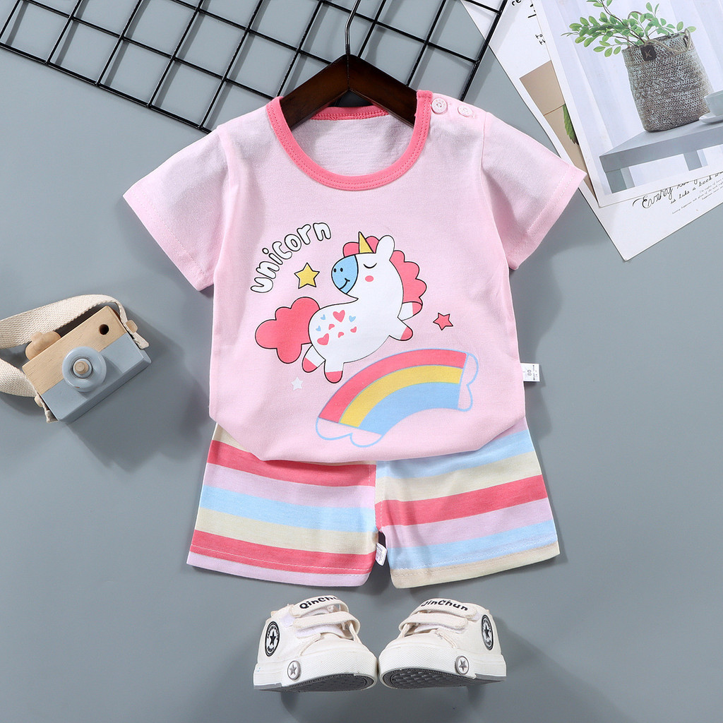 Trẻ Em Tay Ngắn Phù Hợp Với Cotton Nguyên Chất Áo Thun Bé Trai Mùa Hè Trẻ Em Quần Áo Bé Gái Quần Short ZO8D