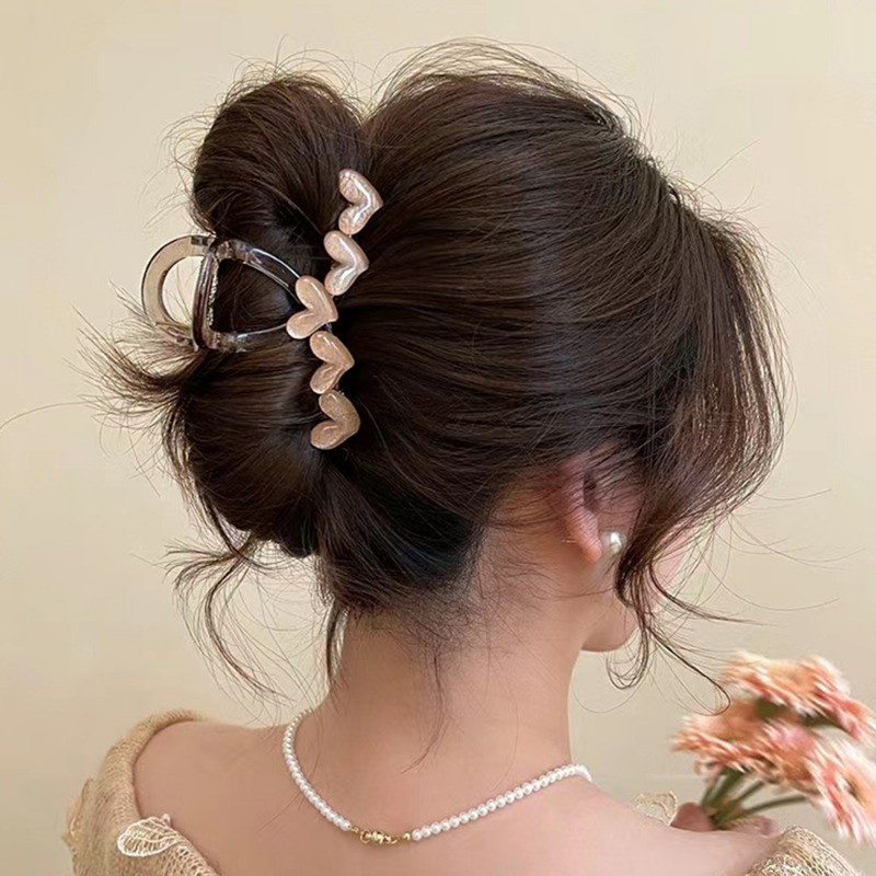 [Nổi bật] Kẹp cá mập hình trái tim Ins - Kẹp tóc cho bé gái - Mũ - Tươi, Ngọt ngào - Vuốt tóc trong suốt màu sắc - Phụ kiện tóc trang điểm cho nữ - để hẹn hò, tiệc tùng