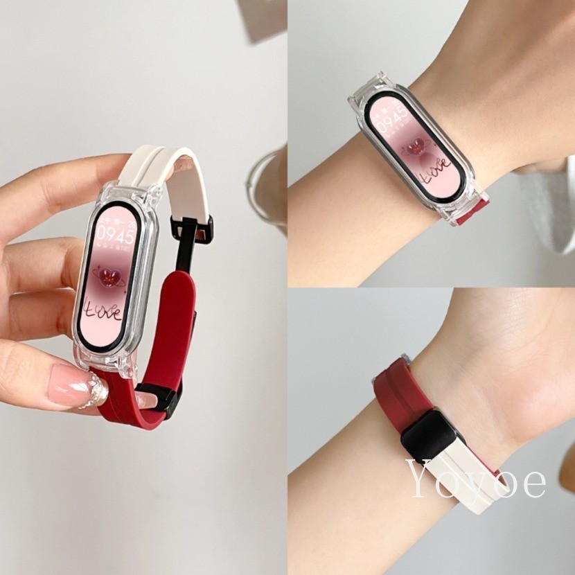 Dây Đeo Từ Tính Cho Xiaomi Band 10 9 8 7 NFC Vòng Tay Kim Loại Cho MiBand 8 Dây Đeo Thay Thế Thể Thao Dây Đeo Tay Correa Vòng Tay Silicon 6 5 4 3