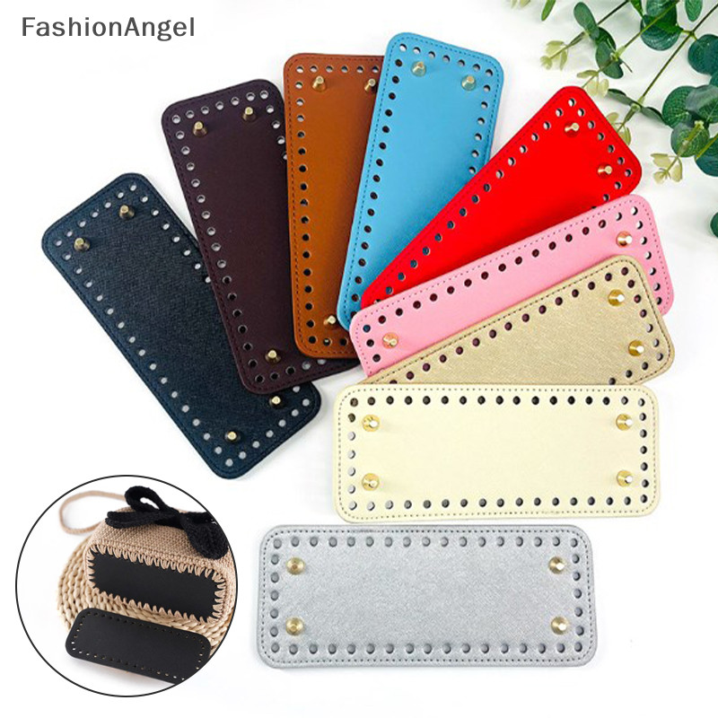 FashionAngel 8 * 20cm Handmade Hình Bầu Dục Đáy Cho Túi Dệt Kim Da Chống Mài Mòn Phụ Kiện Đáy Có Lỗ DIY Móc Túi Đáy TH