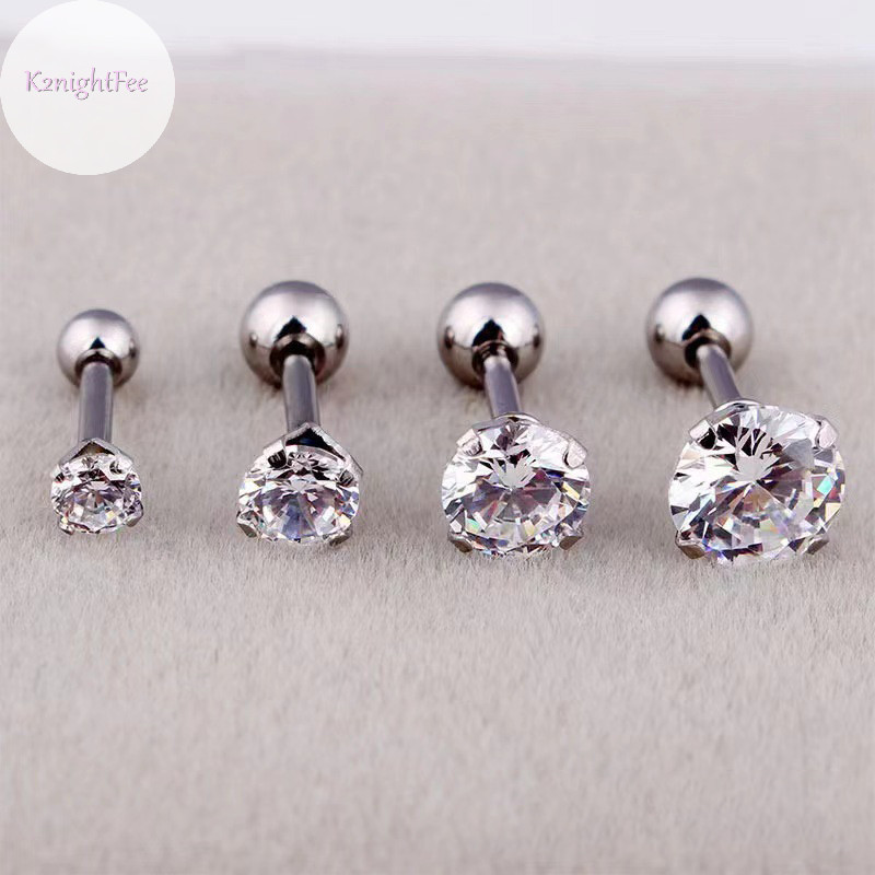 K2nightfee 1 Cái 4 Prong Bông Tai Đính Kim Cương Giả Dành Cho Nữ / Nam Tragus Sụn Tiêu Chuẩn Lobe Trang Sức Quà Tặng VN