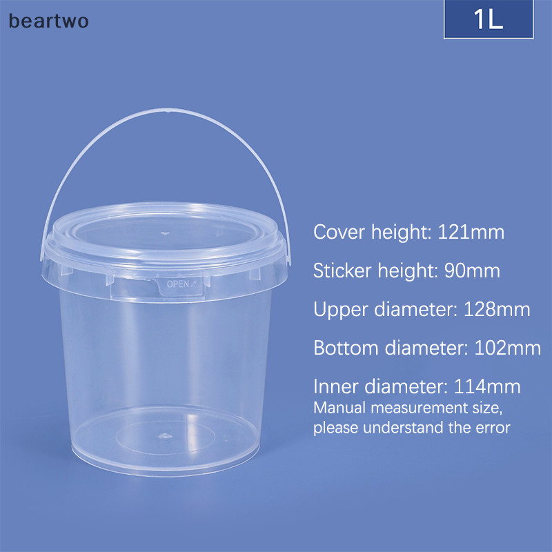 < Beartwo > Thùng + Nắp Nhựa 150ML-1500ML - Trắng Trống Có Tay Cầm - Thùng Đựng Thực Phẩm Lớn Đẹp