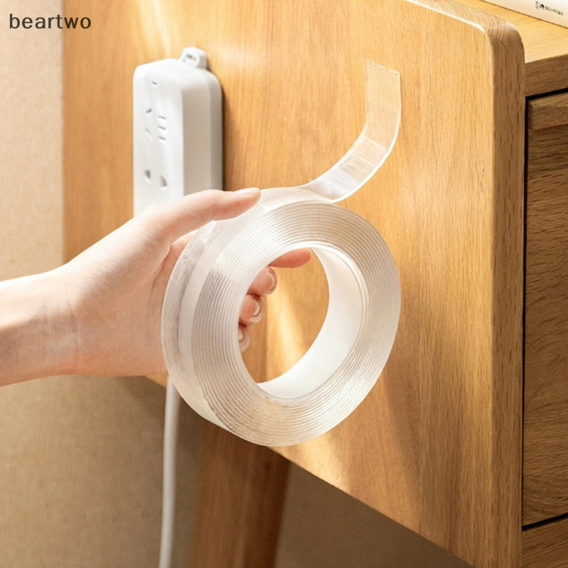 < Beartwo > Băng keo hai mặt Nano 1 / 2 / 3 / 5M Băng dính chống nước có thể tái sử dụng trong suốt Đẹp