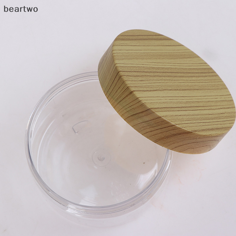 < Beartwo > Hộp đựng lọ trong suốt rỗng có nắp gỗ giả bằng nhựa Chai lưu trữ bằng nhựa Đẹp