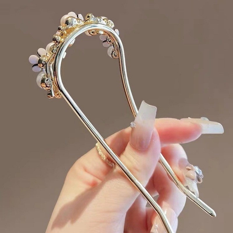 Mauropoli [Sẵn Sàng] Siêu Cổ Tích Camellia ~ Kẹp Tóc Ngọc Trai Hình Chữ u Kẹp Tóc Nữ Retro Đầu Lưng Kẹp Tóc Phụ Kiện Tóc Phong Cách Mới Phụ Kiện Tóc