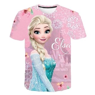 Mùa Hè Mới Frozen 2 Áo Anna Elsa Meisje 3D In Kỹ Thuật Số Áo Kleding Nữ Hoàng Tuyết Nữ Hoàng Anna Elsa Hoạt Hình In Áo Sơ Mi
