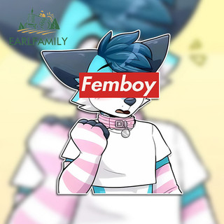 EARLFAMILY 13cm x 11.2cm Lông Femboy Nhãn Dán Xe Dễ Thương Cá Tính Hoạt Hình Vui Nhộn Cản Windows Vinyl Đề Can Chống Trầy Xước Nhãn Xe Hơi