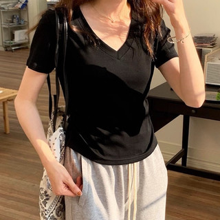 Áo Thun Tay ngắn babytee cổ tim rúm eo