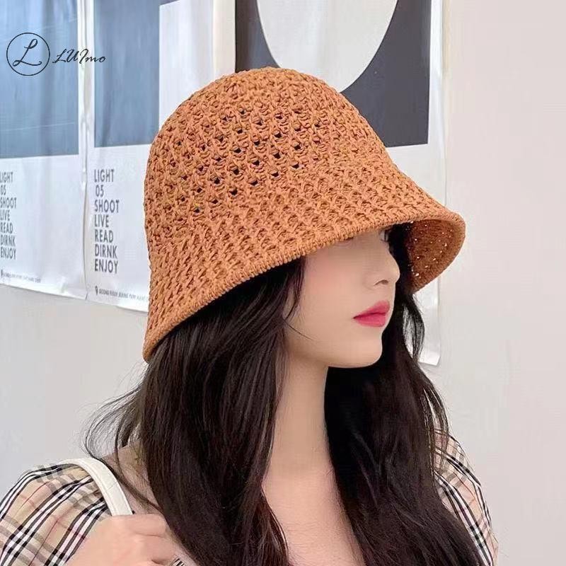 Luimo Mũ Rơm Làm Bằng Tay Bện Nữ Đầu Lớn Mũ Người Cá Mũ Bảo Vệ Mũ Chống ...