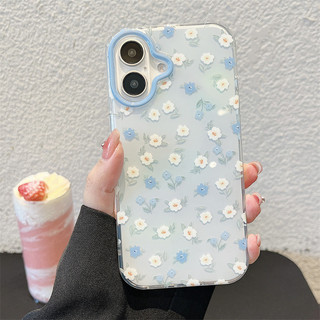 Họa tiết hoa màu xanh + vòng tay cho iphone17 16promax 15promax 14 / 13 / 15 / 16 17pro iphone13 vỏ TPU iphone mới chống bụi