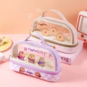 SA Hoạt Hình Capibala Hộp Đựng Bút Dung Tích Lớn Hộp Đựng Bút Chì Túi Đựng Trong Suốt Túi Đựng Bàn Sắp Xếp Cho Học Sinh