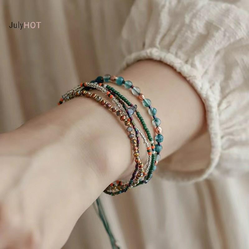 Bộ vòng tay hạt phong cách JULYHOT Boho với nhiều lớp màu sắc lớn