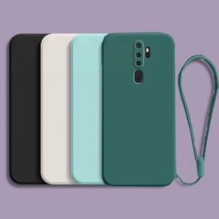 Thời Trang Mới Oppo A9 A5 2020 F11 Pro Reno 2F 2Z 2 Khung Ốp Lưng Vuông Mỏng Mềm TPU Vỏ Silicon Có Dây Đeo Tay Dây Đeo Tay