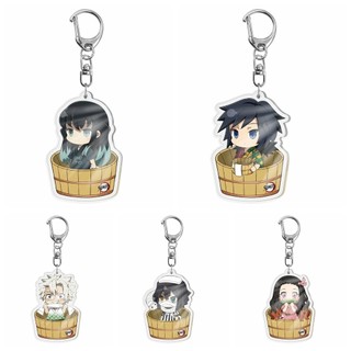 ( Mica trong acrylic) Móc khóa KIMETSU NO YAIBA ver THÙNG TẮM Thanh Gươm Diệt Quỷ in hình anime chibi_ĐH