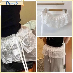 Váy ren Mini, xuyên thấu Bông tai Kẹp ren, Váy thêu hoa Y2K Dạo phố Váy xếp nếp Trang trí quần jean