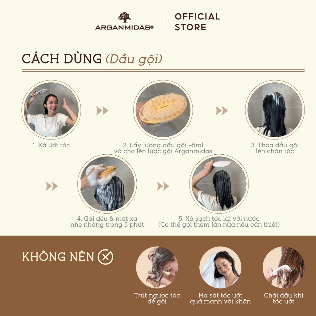 Ảnh Combo dầu gội ngừa rụng tóc, hỗ trợ dày tóc, kích thích mọc tóc (300ml) và dầu xả siêu dưỡng ẩm (200ml) - Arganmidas 4