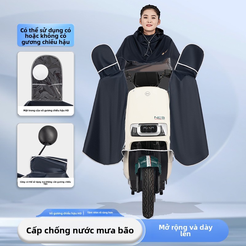 Áo mưa đi xe máy PTLUXURY 1 người và 2 người che phủ toàn thân, kèm kính chắn mưa tiện lợi