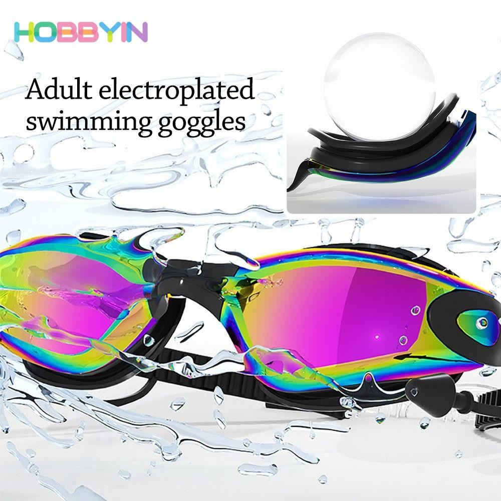 Kính bơi mùa hè HOBBYIN, Kính mắt bơi chống sương mù, Kính mắt silicon có thể điều chỉnh HD sáng tạo Nam nữ
