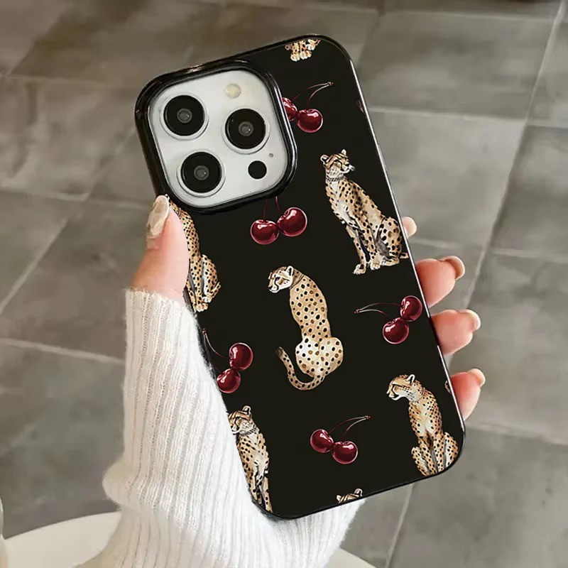 Cool Cougar Họa Tiết Anh Đào Ốp Lưng Điện Thoại iPhone 16 15 14 13 12 11 Pro Max X XS XR 7 8 Plus SE2 16E Shoockproof Bìa Mềm