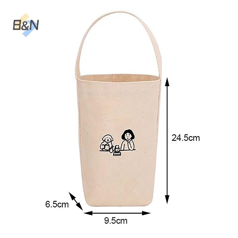 Túi Tote di động B & N Giá đỡ chai nước Cà phê Trà sữa Túi vải lưu trữ sinh thái Túi xách nhỏ Túi đựng rượu vang đỏ.