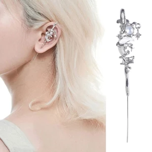 MỘT Ngôi Sao Lấp Lánh Và Mặt Trăng Bông Tai Kim Cương Quấn Vòng Theo Dõi Móc Bông Tai Trang Sức