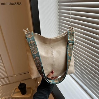 Meisha888 Vintage Màu Trơn Thời Trang Nữ Đeo Vai Túi Cao Cấp Đơn Giản Dây Đeo Rộng Xô Túi Đeo Ngang