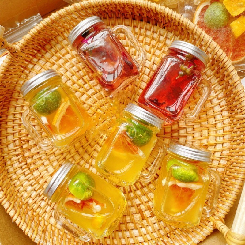 [Đặc sắc] Chai rượu Mini - Trang trí tiệc sinh nhật đám cưới - Di động, chống rò rỉ, kín - Hộp đựng mật ong DIY - Nồi thủy tinh trong suốt - Bình chia cà phê - Đồ dùng nhà bếp