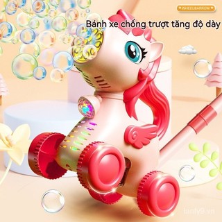 Trẻ Em Hoạt Hình Hươu Xe Đẩy Bong Bóng Máy Xe Đẩy Hai Trong Một Bong Bóng Điện Thổi Xe Âm Thanh Ánh Sáng Đồ Chơi Ngoài Trời