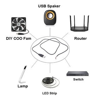 CLIP 5V Dây Sạc Dây Nối Dài Cho Đèn LED Quạt Lái Xe Đầu Ghi Nguồn Điện Cáp 2Pin Dây Trần 22AWG USB Nam