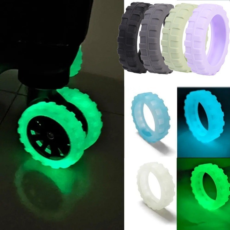 [Đặc sắc] Vỏ bánh vali du lịch - Bảo vệ bánh xe hành lý - Tay bảo vệ con lăn - Silicon huỳnh quang, giảm tiếng ồn, chống mài mòn - Dành cho đồ nội thất, hộp xe đẩy