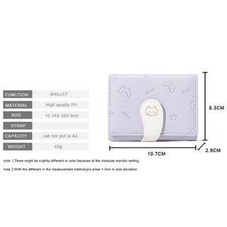 PURECOTTON0 Ví nhỏ ngắn dễ thương, Ví in hình mèo con đựng thẻ thời trang, Ví đựng tiền xu Túi ID nữ PU Túi đựng tiền nữ