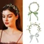Flgo Eye Catching Pearl Leaf Headband Sweet Kid Phong Cách Dân Tộc Chụp Ảnh Băng Đô Quấn Tóc