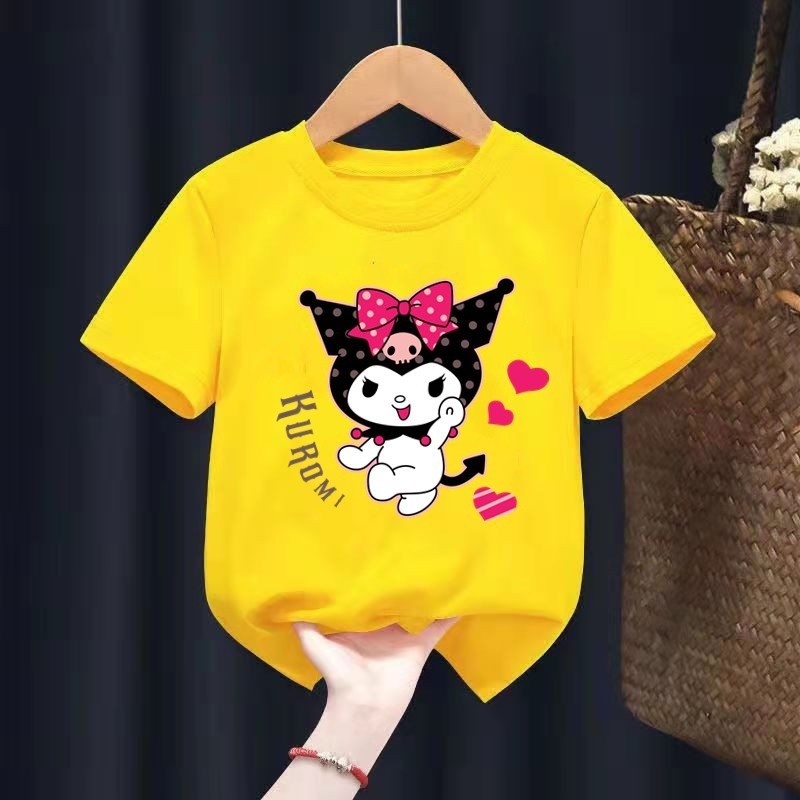 Hoạt Hình Sanrio Kuromi In Hình Ngắn Tay Mùa Hè Bé Gái Bé Trai Áo Thun Ngắn Tay Thường Ngày