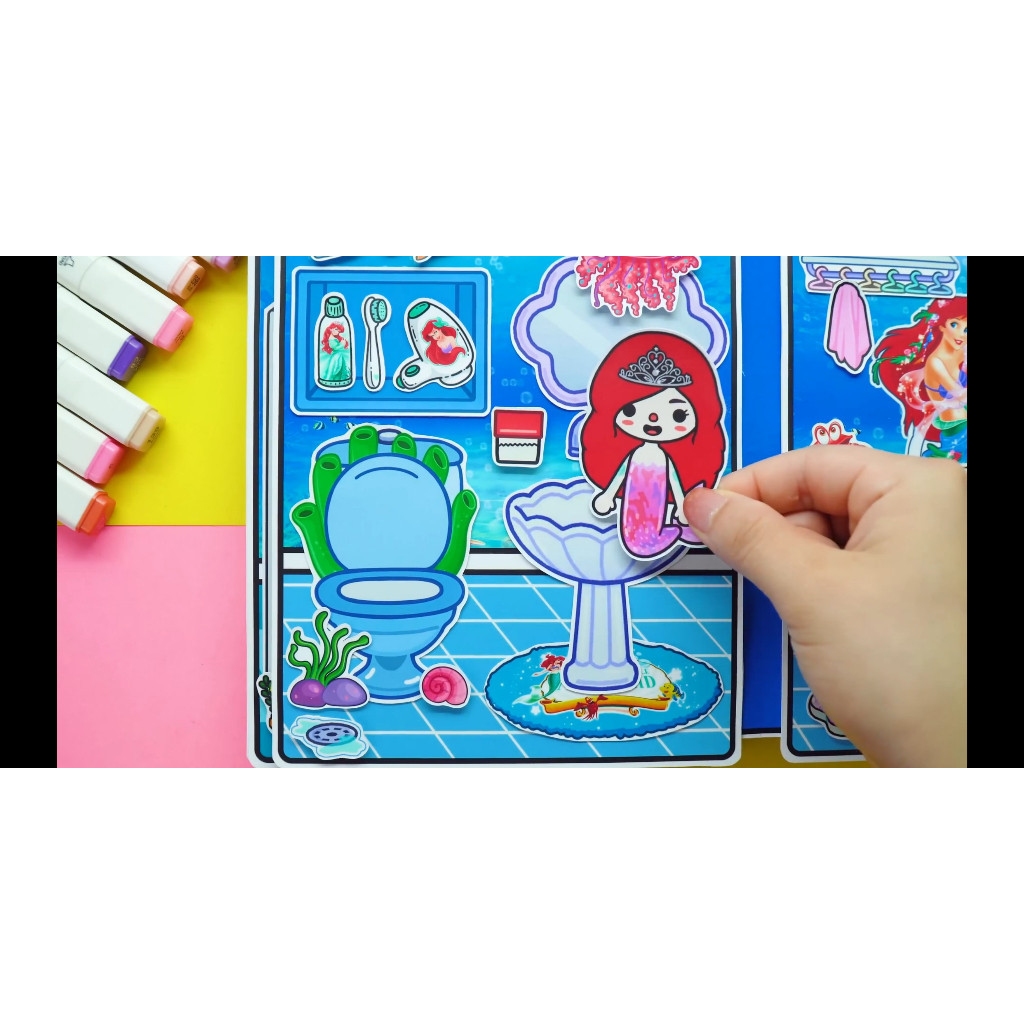 Ngôi nhà của bé Ariel Mermaid Princess House In Quiet Book đồ chơi cho bé gái đồ chơi kuromi cô tiên xanh