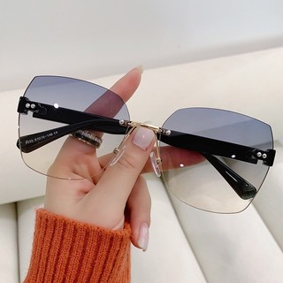 Kính râm không vành nữ mới, thời trang, chống tia cực tím, phù hợp lái xe, đi biển