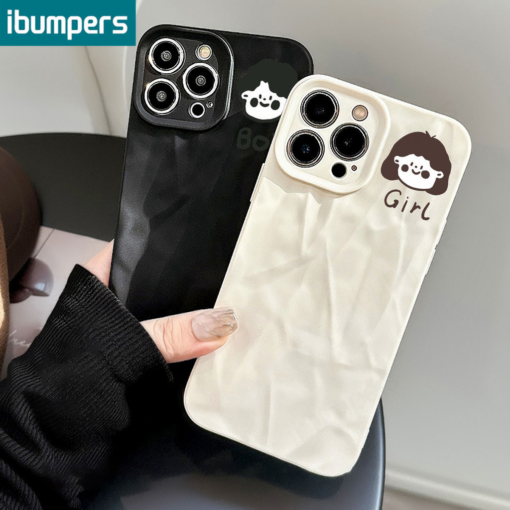 ibumpers ốp lưng Iphone hàn quốc đơn giản cute couple ốp điện thoại mỏng silicone mềm chống bẩn chống sốc cho iphone 15 14 12 13 11 pro max ip 7 8 plus iphon x xs xr xs max