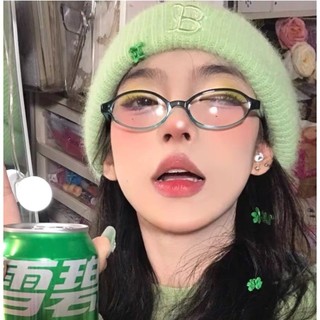 Retro Hộp màu đỏ trong suốt hình bầu dục kệ kính lõm hình nữ Y2K gương chiếu sáng phẳng
