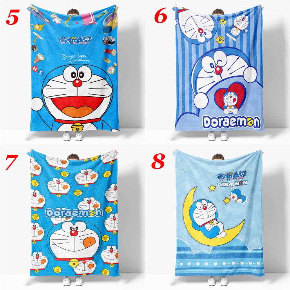 4 Kích Thước Flannel Chăn Hoạt Hình Đôrêmon Đơn Mặt Flannel Chăn Điều Hòa Không Khí Ngủ Chăn