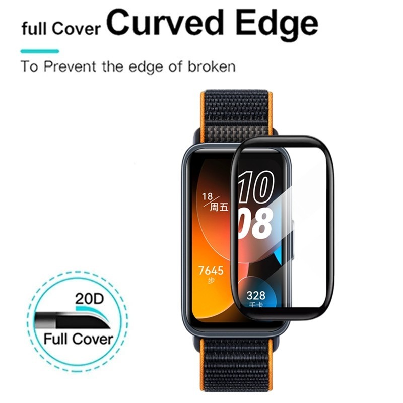 Honor Band9 Band7 Band6 Band5 Band4 1-3 Cái 999D Full Cover HD Cong viền đen Kính cường lực cho Honor Band 9 7 6 5 4 Chống vân tay Chống trầy xước Bảo vệ màn hình đồng hồ