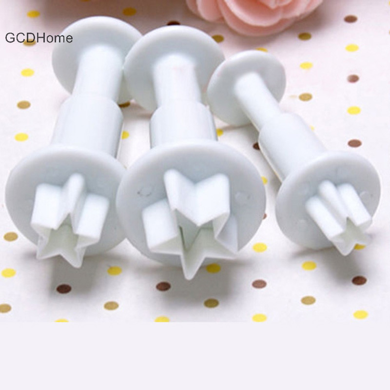 Gcdhome 3X STAR Cookie Cắt Piston Fondant Sugarcraft Dán Decorag Tool HOT